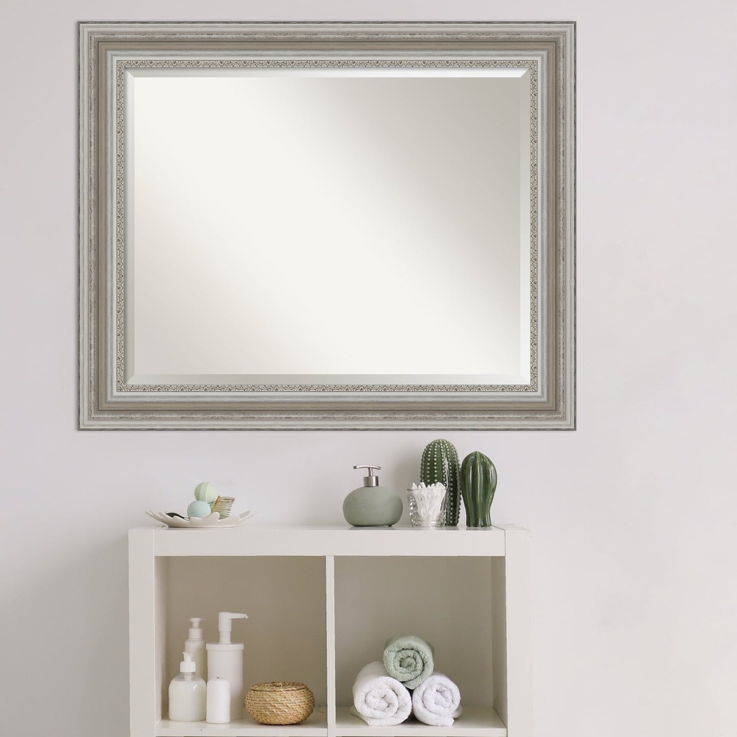 Specchio da parete per bagno bisellato - Cornice argento Parlor