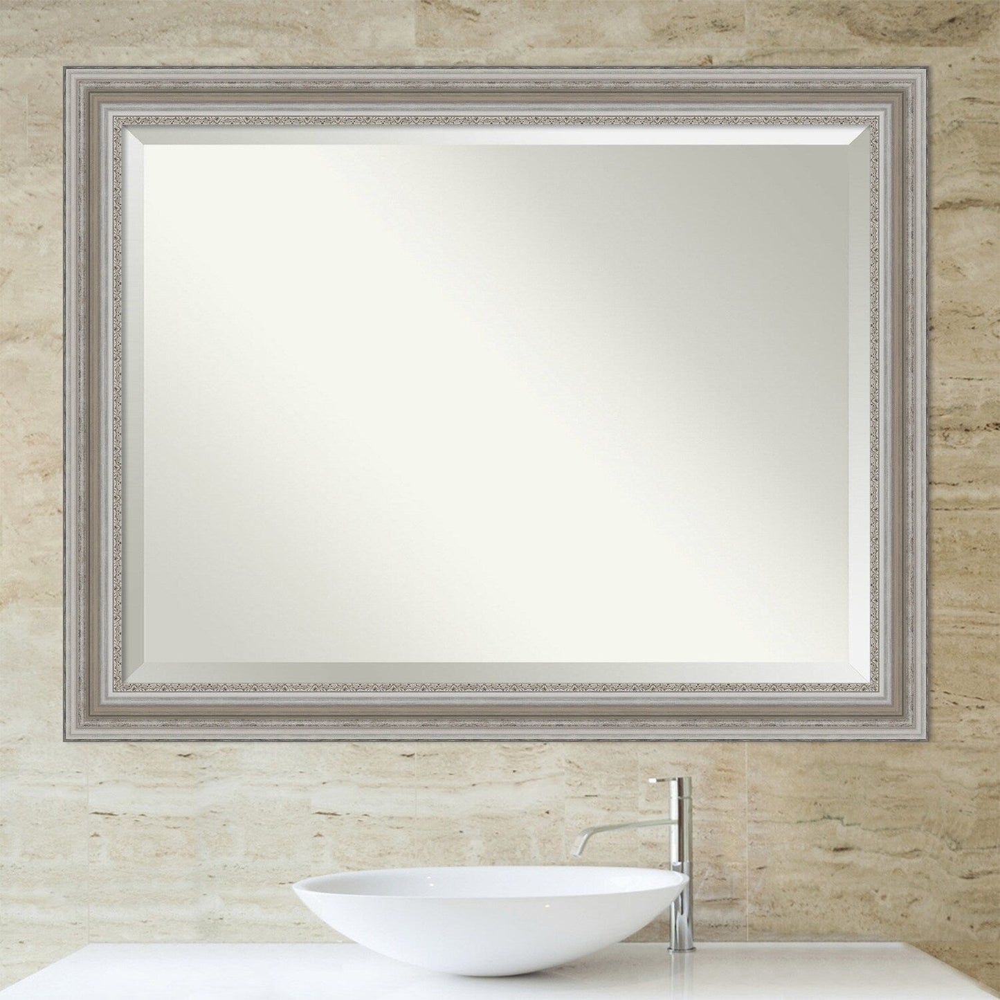 Specchio da parete per bagno bisellato - Cornice argento Parlor