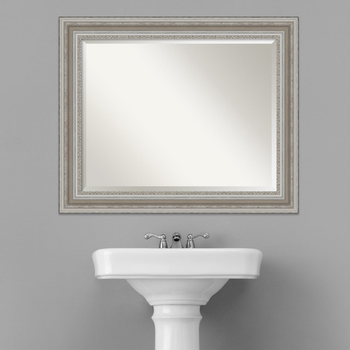 Specchio da parete per bagno bisellato - Cornice argento Parlor