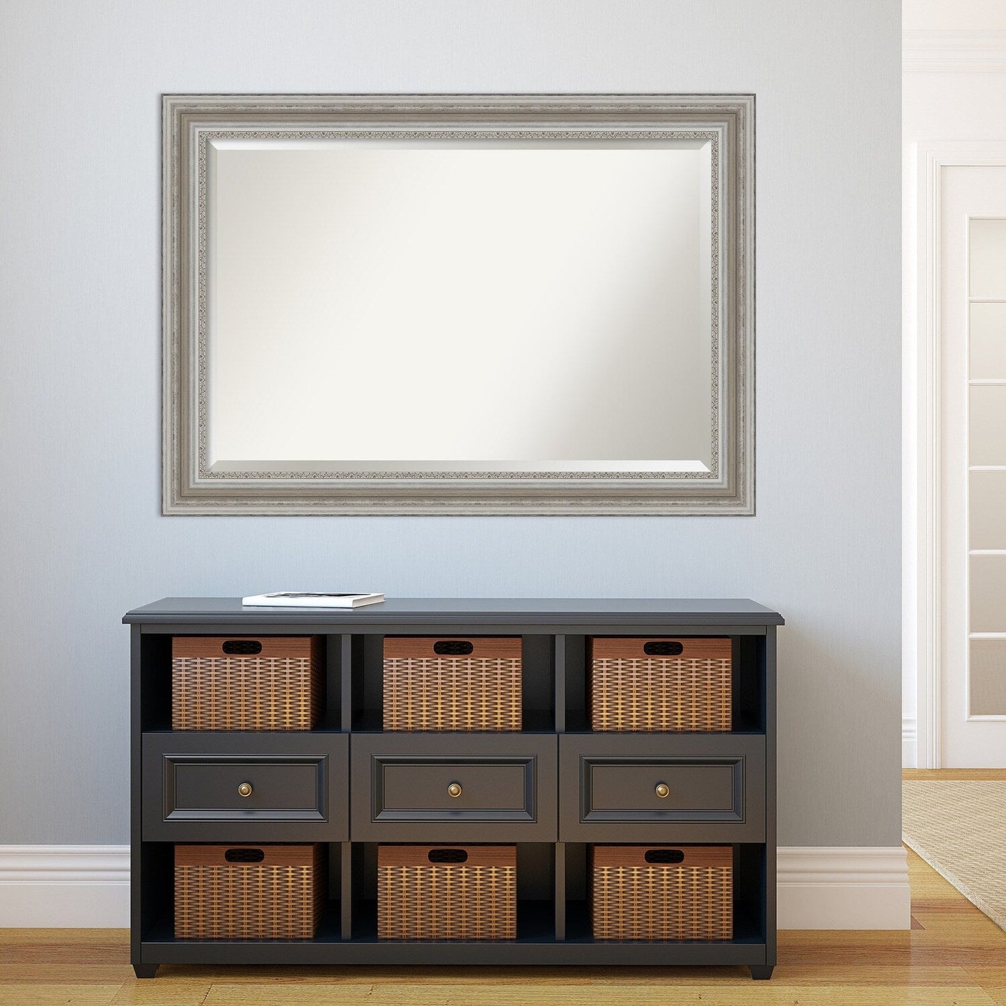 Specchio da parete per bagno bisellato - Cornice argento Parlor