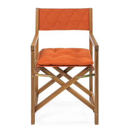 Sedia da regista pieghevole da esterno Theo Classic Mid-Century in legno di acacia con schienale trapuntato a rombi e cuscino, (set di 2) di JONATHAN Y