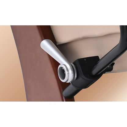 Poltrona reclinabile girevole in pelle con pouf contenitore abbinato