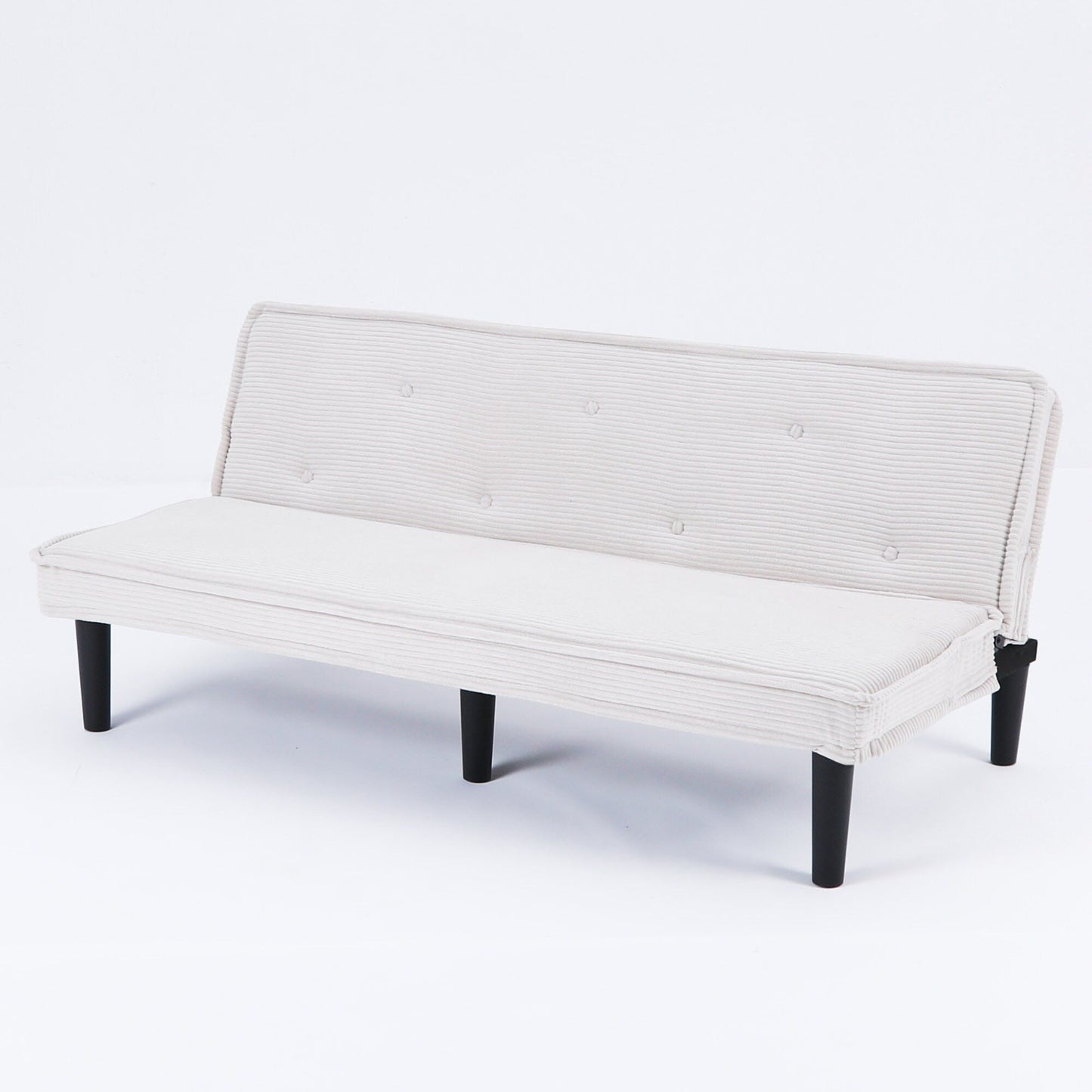 Questo divano letto in velluto a coste da 66 pollici può passare da una forma all'altra in modo confortevole