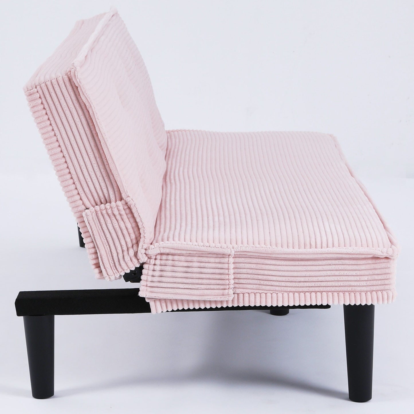 Questo divano letto in velluto a coste da 66 pollici può passare da una forma all'altra in modo confortevole