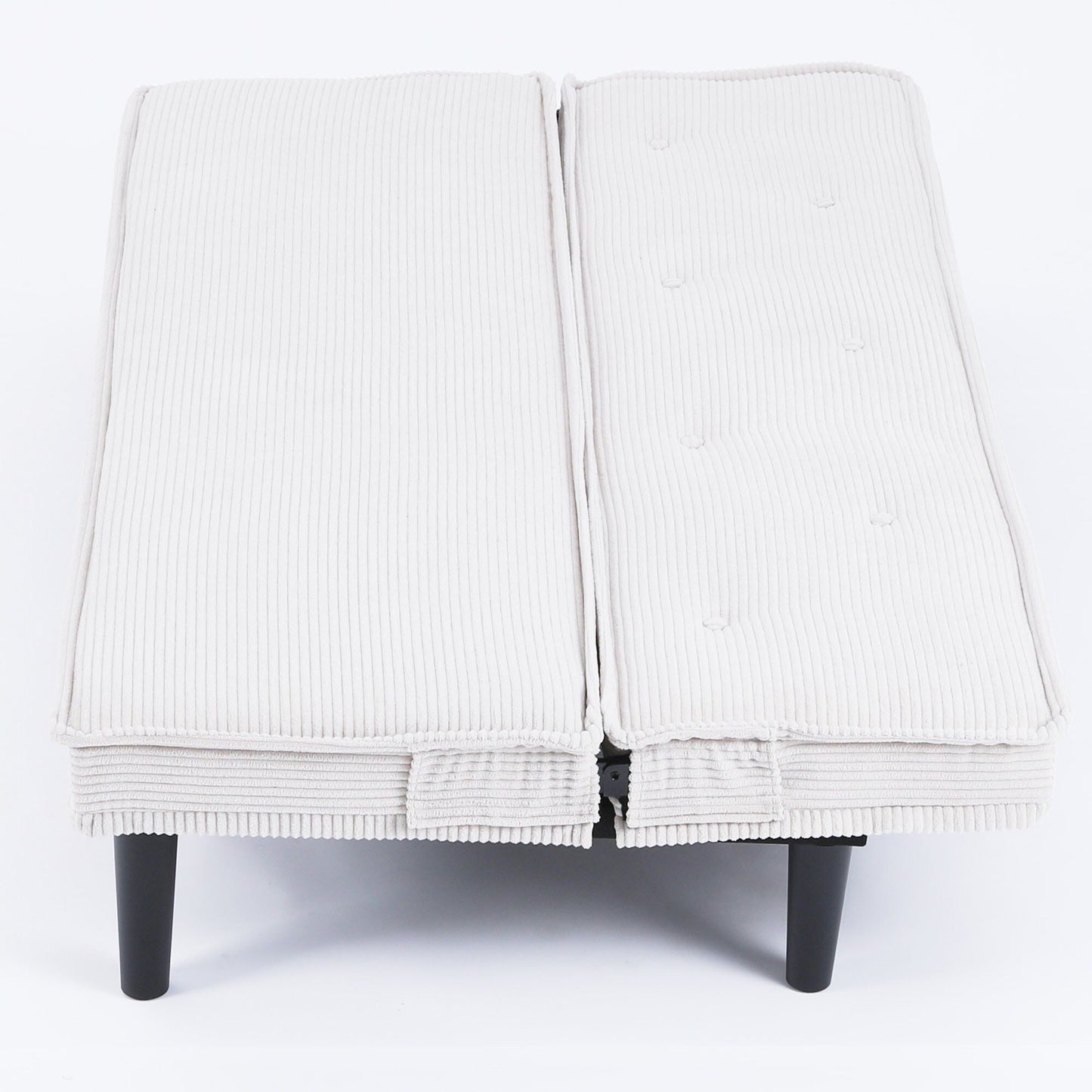 Questo divano letto in velluto a coste da 66 pollici può passare da una forma all'altra in modo confortevole