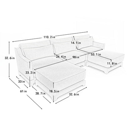 Divano a tre posti con 2 pouf mobili