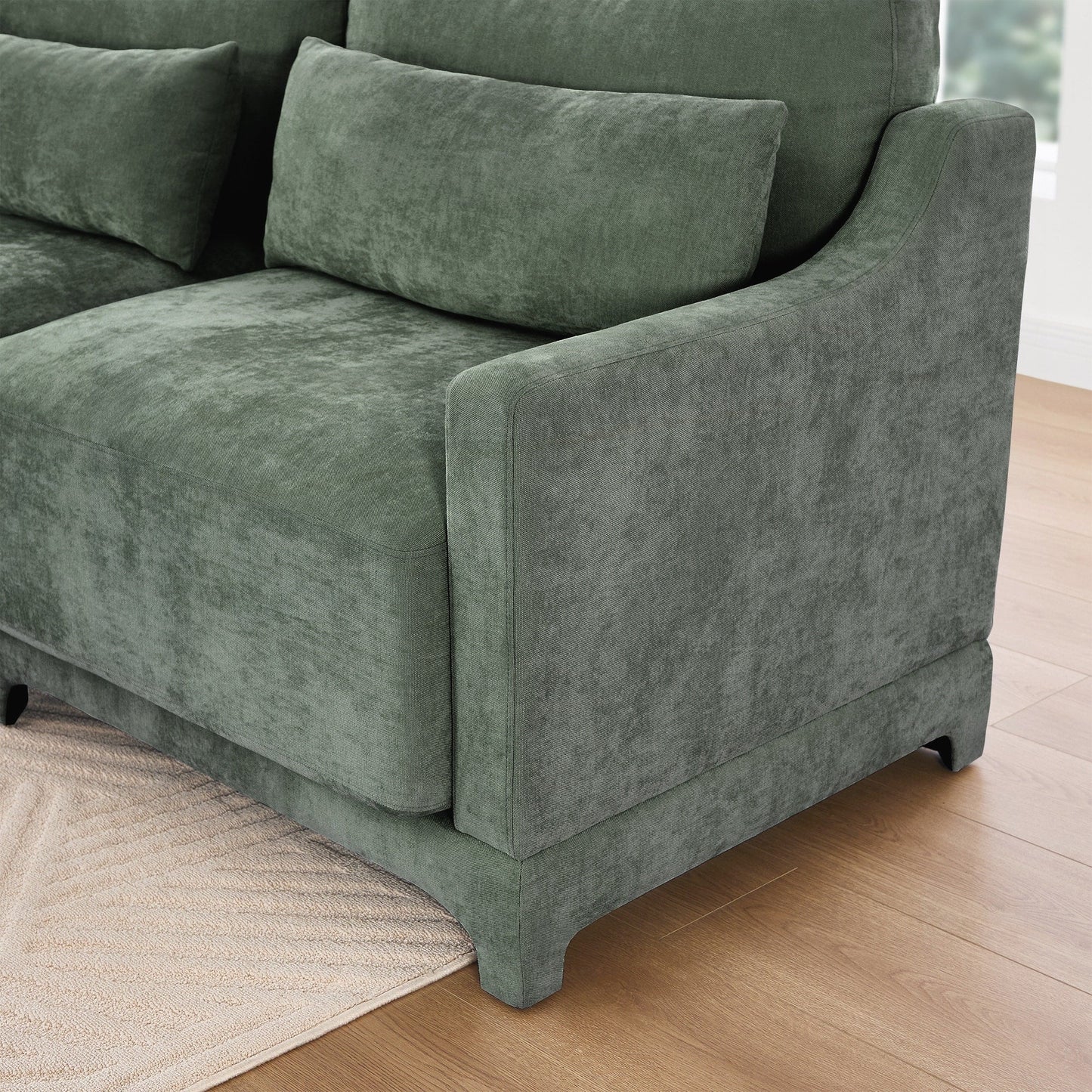 Divano a tre posti con 2 pouf mobili