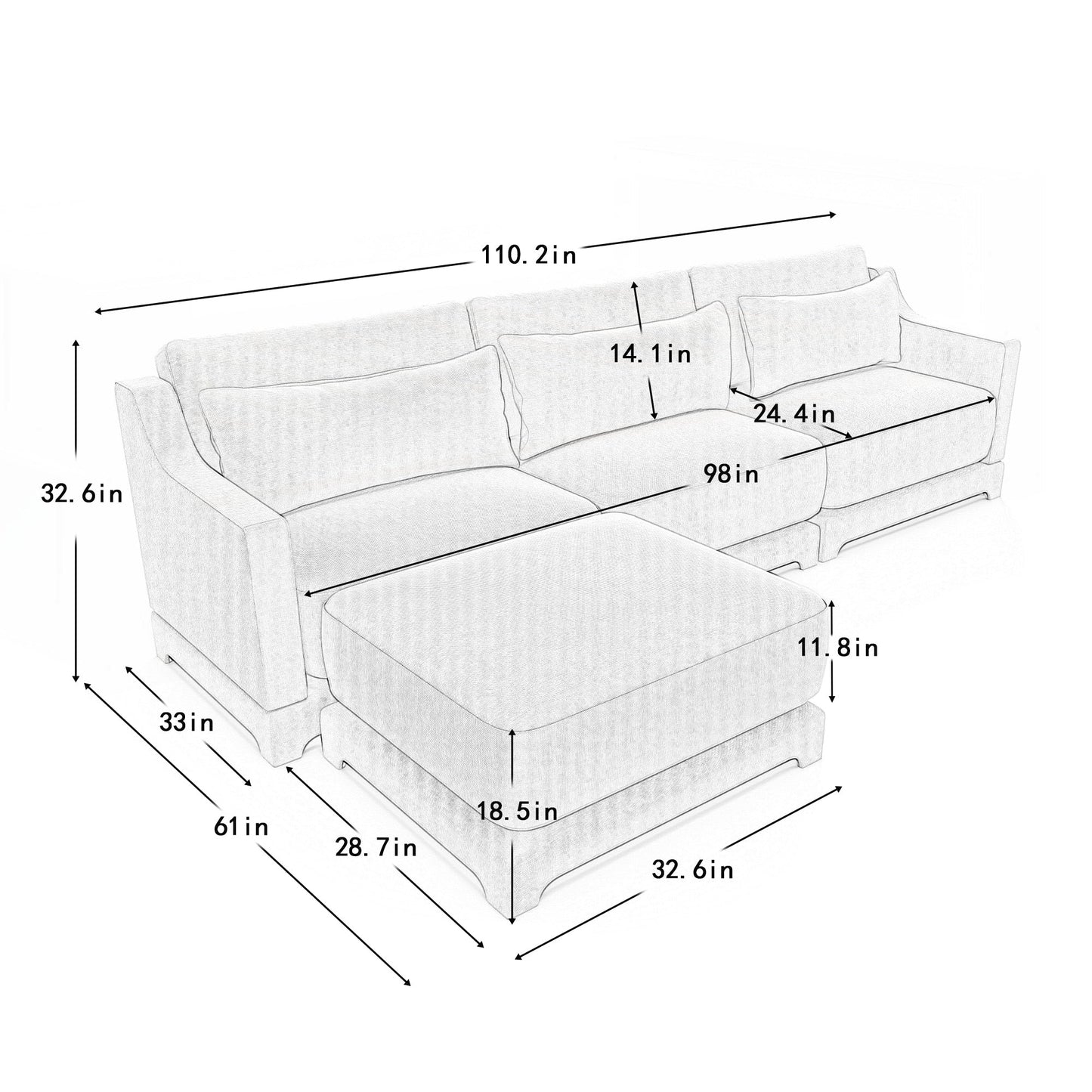 Divano a tre posti in ciniglia