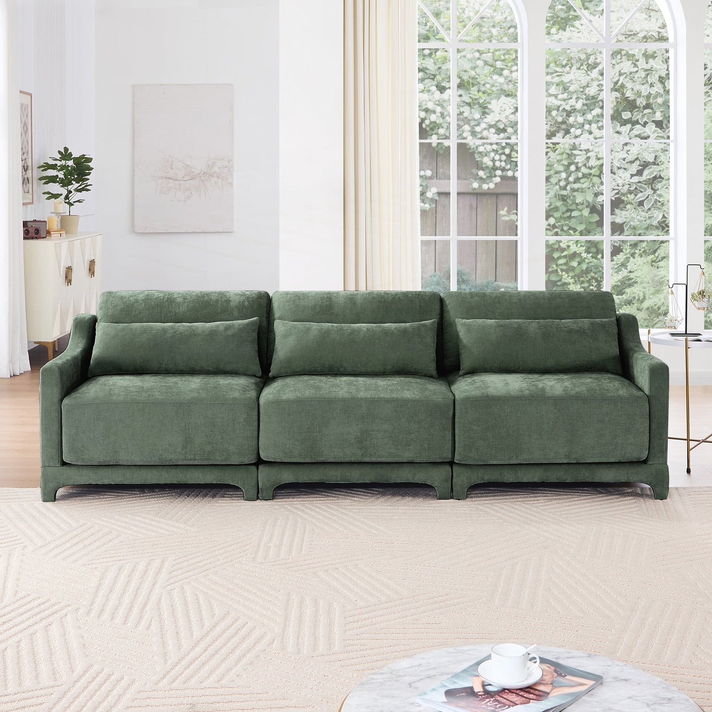 Divano a tre posti con cuscino lombare