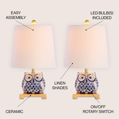 Lampada da tavolo in ceramica Tiki 16, blu/bianca (set da 2) di JONATHAN Y