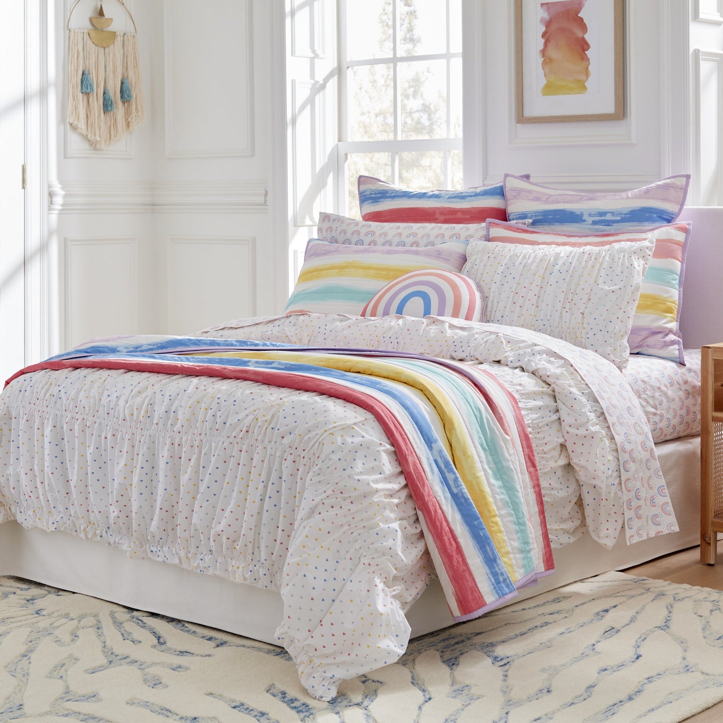 Set copripiumino in cotone con volant Lullaby Bedding Tiny Hearts