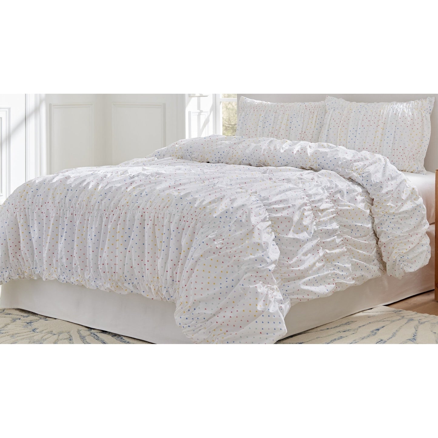 Set copripiumino in cotone con volant Lullaby Bedding Tiny Hearts