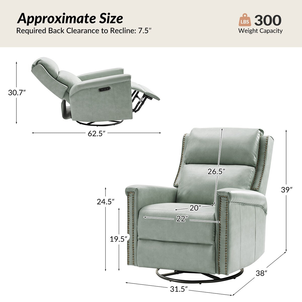 Set di 2 poltrone reclinabili elettriche girevoli e a dondolo tradizionali Tobias di HULALA HOME