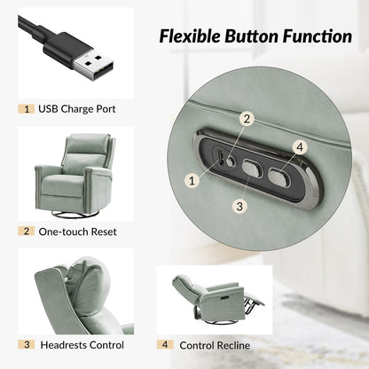 Poltrona reclinabile elettrica tradizionale girevole e a dondolo Tobias di HULALA HOME