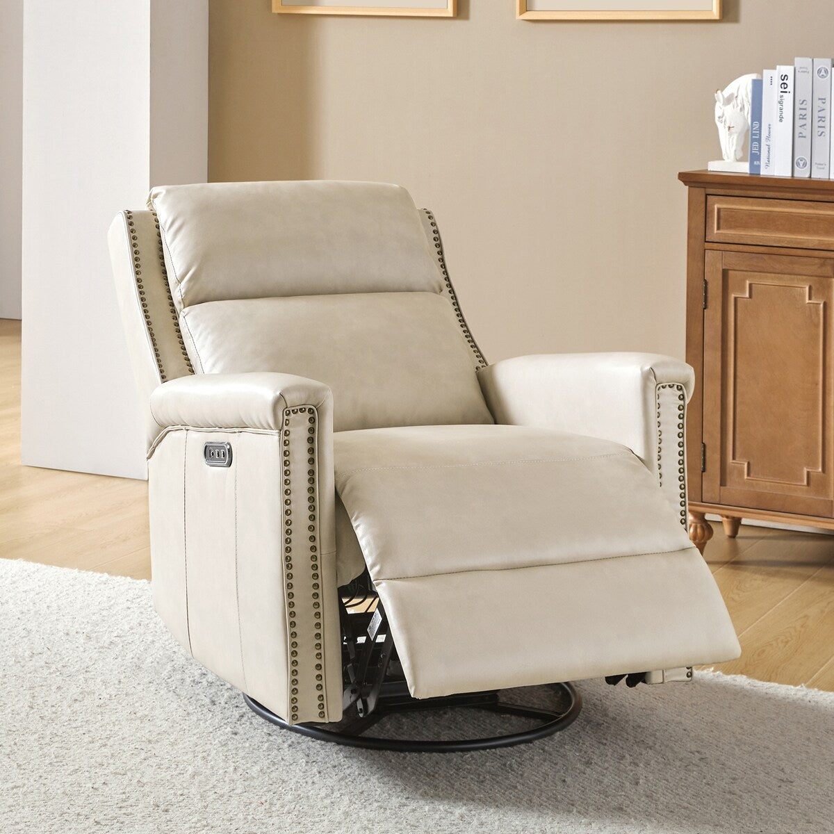 Poltrona reclinabile elettrica tradizionale girevole e a dondolo Tobias di HULALA HOME