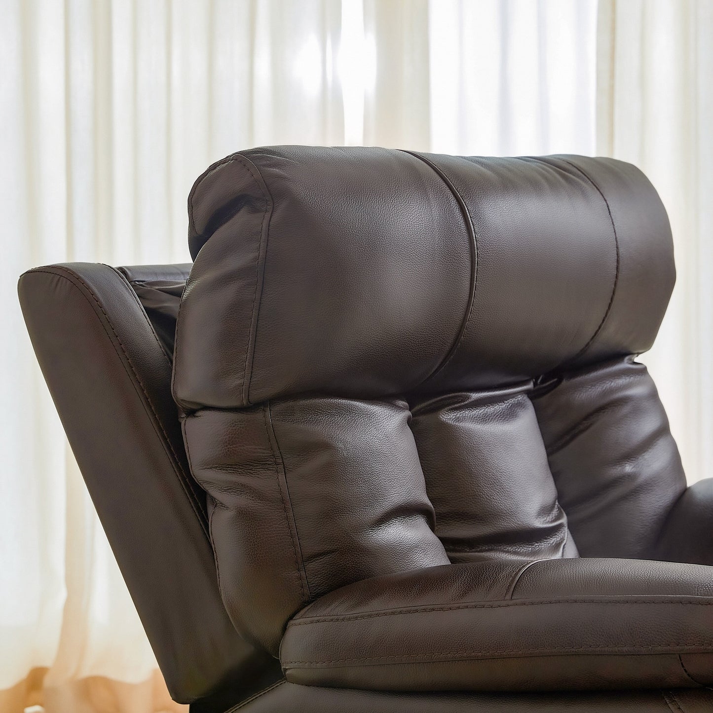 Poltrona reclinabile elettrica in pelle pieno fiore, poggiatesta regolabile, poggiapiedi estensibile, poltrona reclinabile a gravità zero