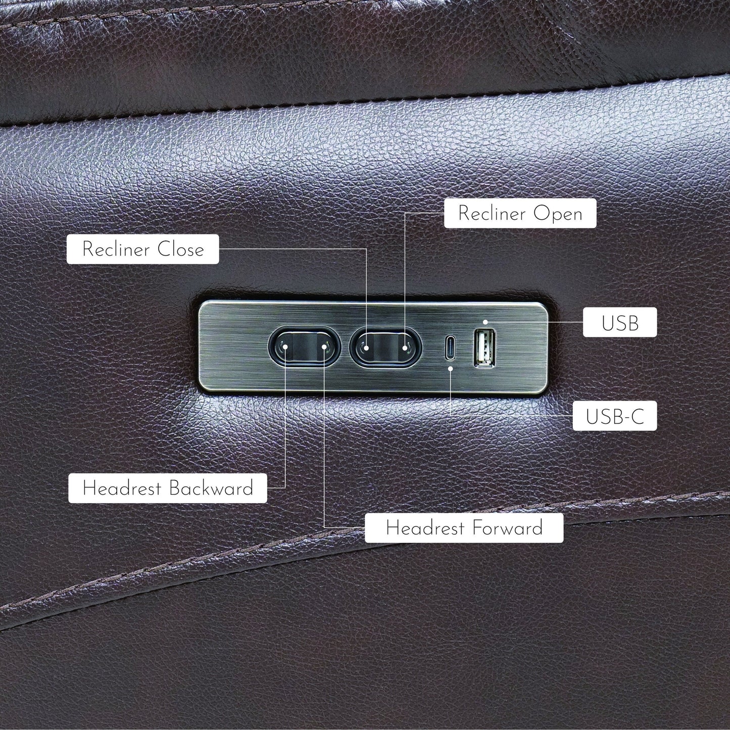 Poltrona reclinabile elettrica in pelle pieno fiore, poggiatesta regolabile, poggiapiedi estensibile, poltrona reclinabile a gravità zero