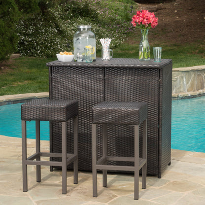 Set da bar con isola in vimini multicolore Toranto Outdoor di Christopher Knight Home