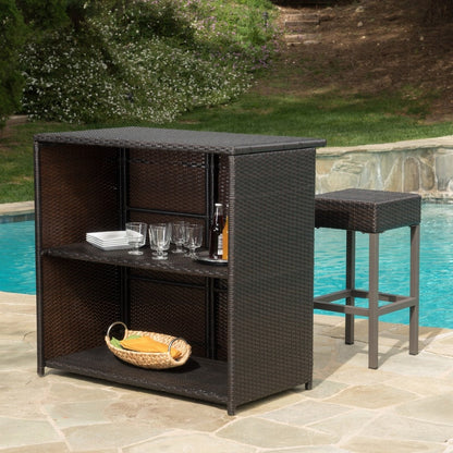 Set da bar con isola in vimini multicolore Toranto Outdoor di Christopher Knight Home