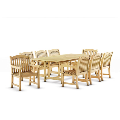 Set da pranzo per esterni in teak massello da 9 pezzi - 9 pezzi