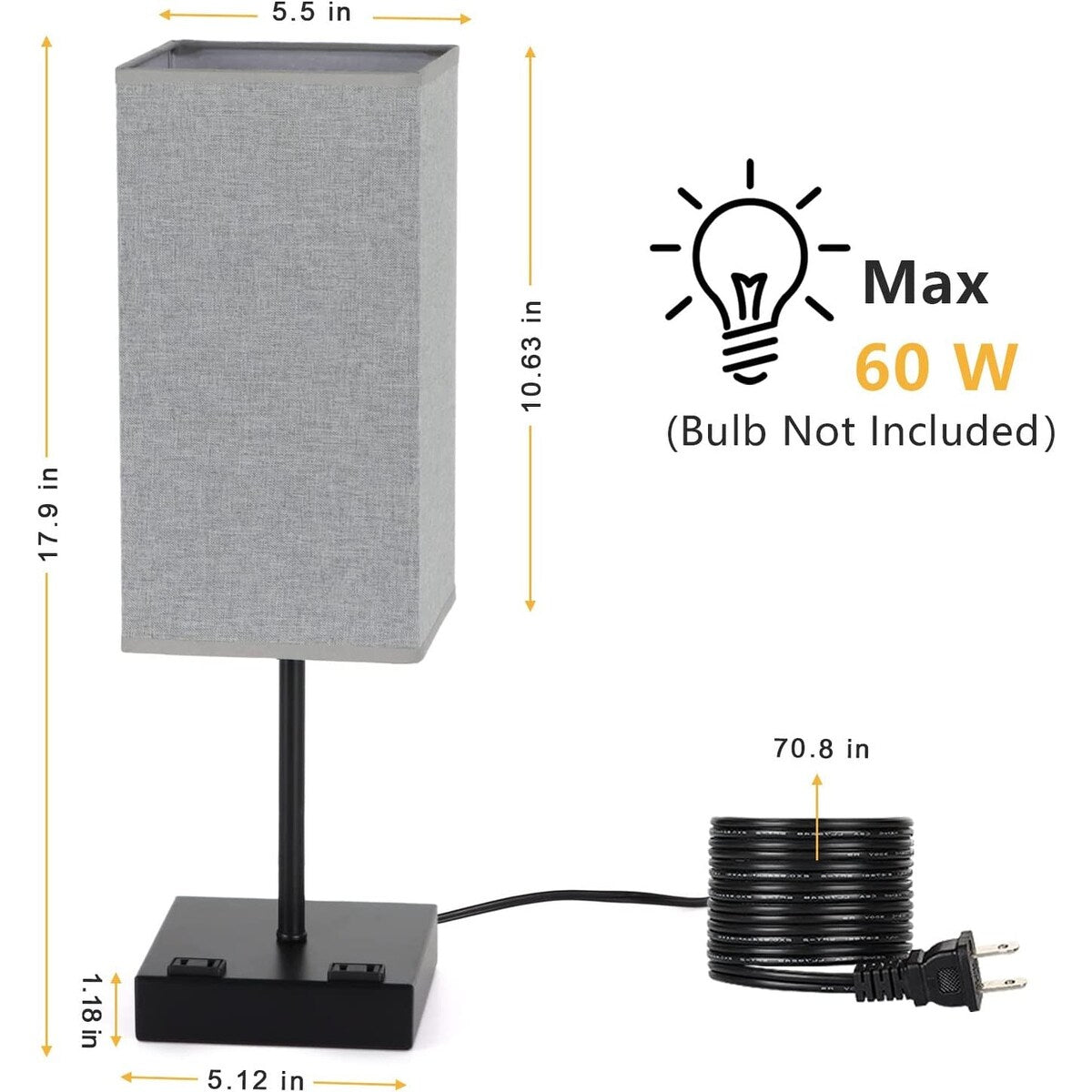 Set di 2 lampade da tavolo con controllo touch e presa CA - 2 pezzi
