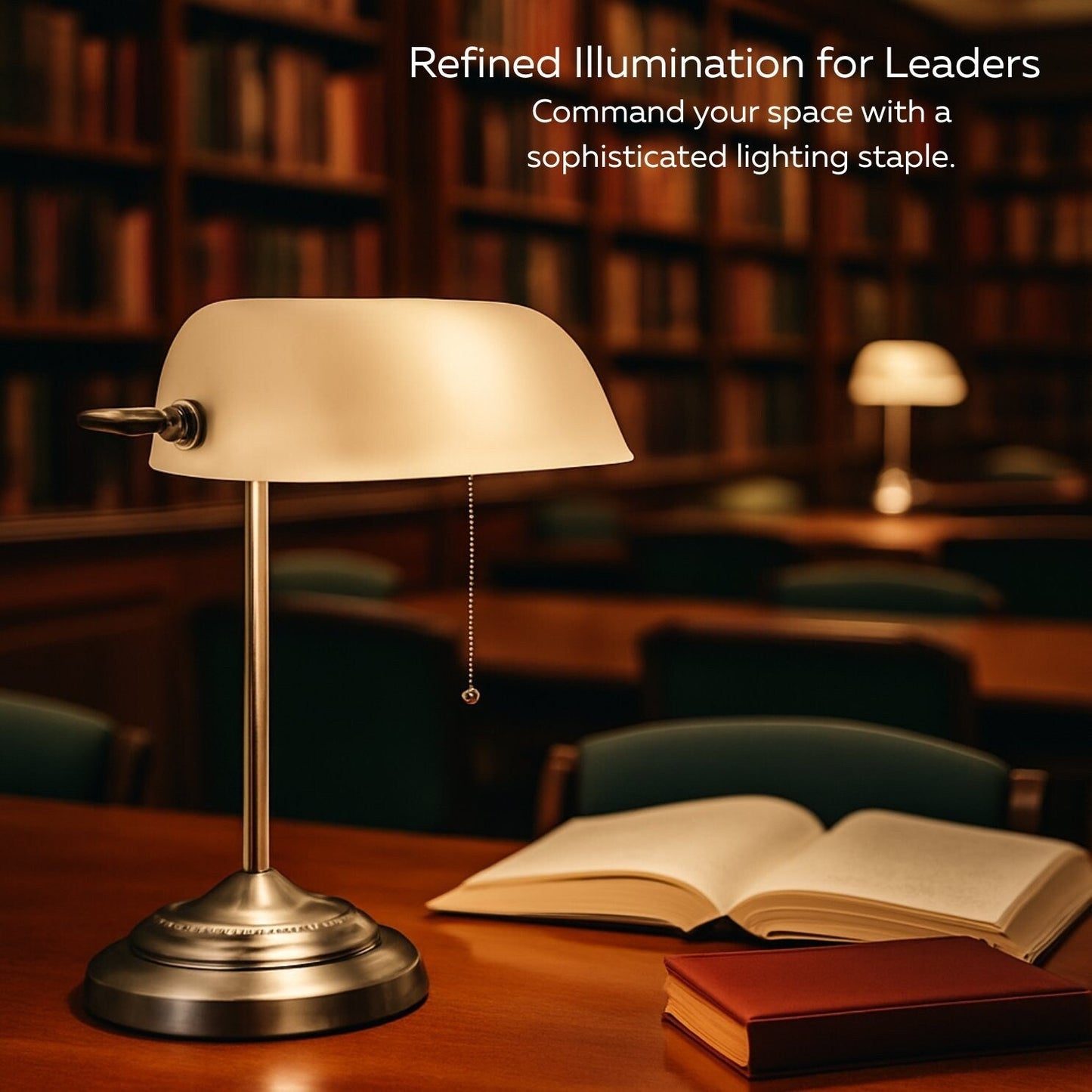 Lampada da scrivania tradizionale da banchiere con paralume in vetro verde