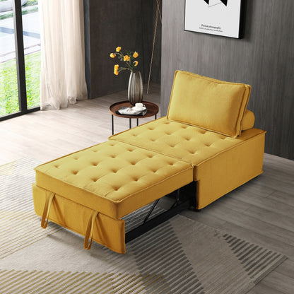 Divano letto trasformabile in lino - Elegante pouf con schienale rimovibile per un comfort extra