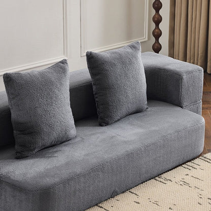 Divano componibile trasformabile con 3 pouf - Letto pieghevole in schiuma di supporto, chaise longue compatta in ciniglia