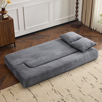 Divano componibile trasformabile con 3 pouf - Letto pieghevole in schiuma di supporto, chaise longue compatta in ciniglia