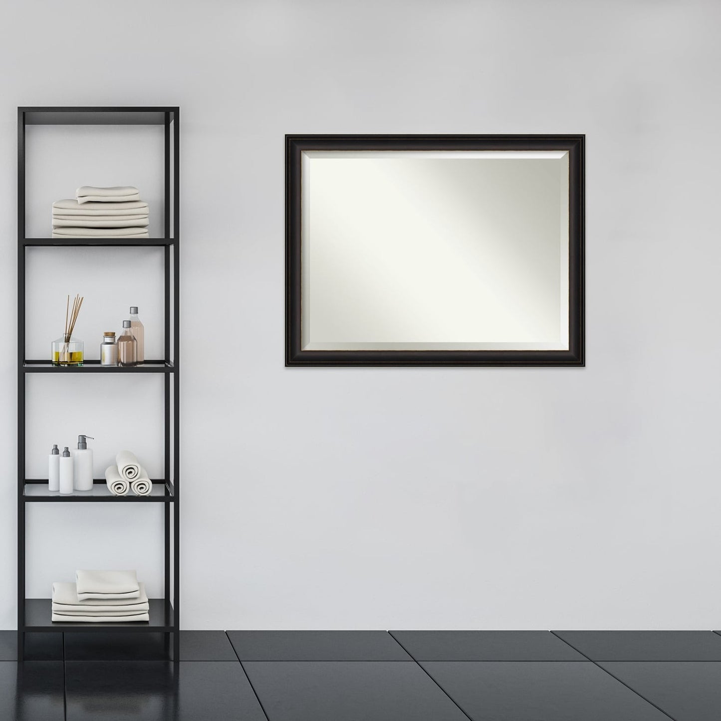 Specchio da parete per bagno bisellato - Cornice in bronzo oliato Trio - Cornice in bronzo oliato Trio