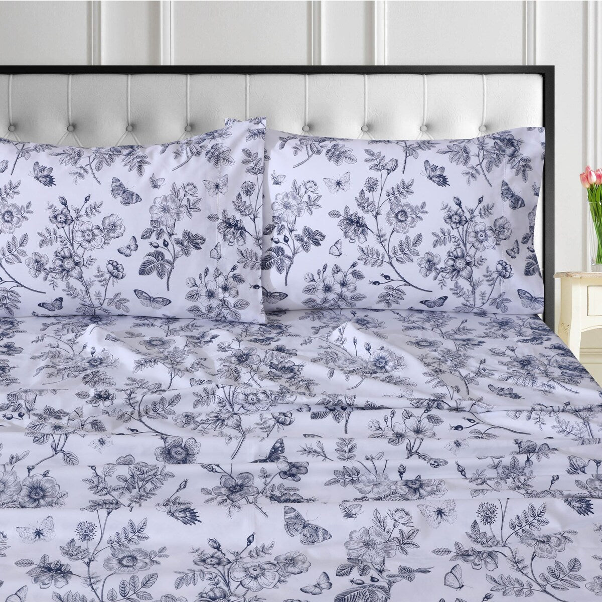 Set di lenzuola con tasche extra profonde in percalle di cotone biologico Tribeca Living a 400 fili