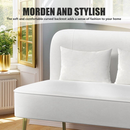 Divano a due posti in metallo con cuscino spesso in velluto Tuft