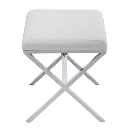 Panca da toeletta in similpelle trapuntata con gambe a X in metallo