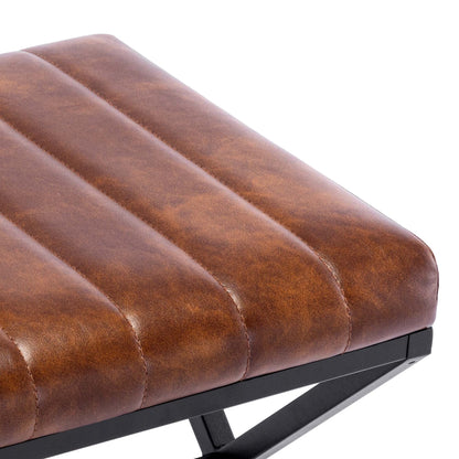 Panca da toeletta in similpelle trapuntata con gambe a X in metallo