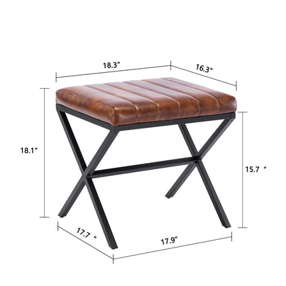 Panca da toeletta in similpelle trapuntata con gambe a X in metallo