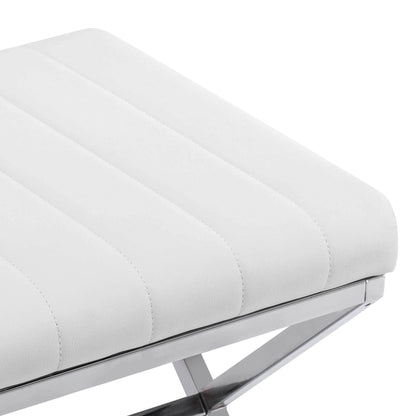 Panca da toeletta in similpelle trapuntata con gambe a X in metallo