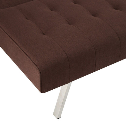 Divano letto futon imbottito in stile moderno di metà secolo con schienale diviso e gambe cromate