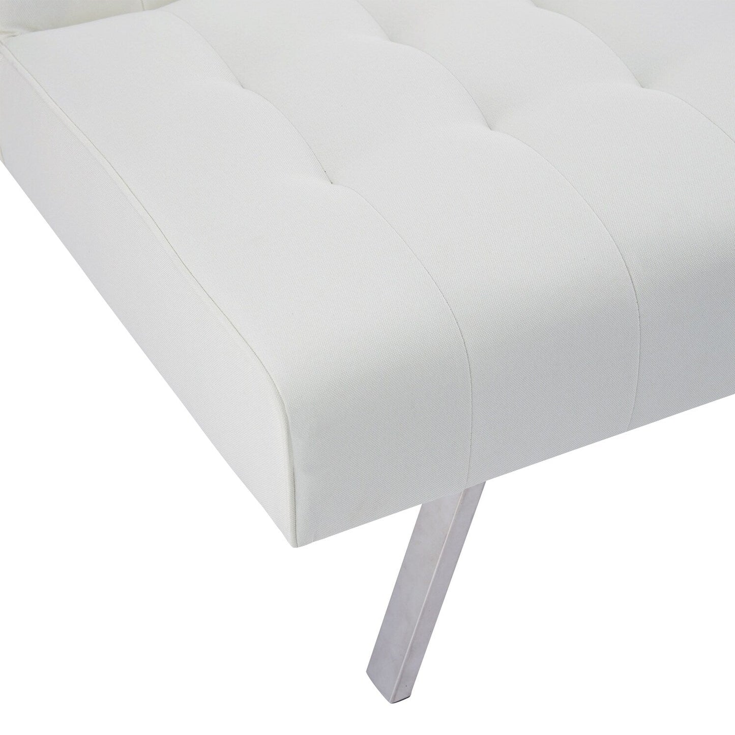 Divano letto futon imbottito in stile moderno di metà secolo con schienale diviso e gambe cromate