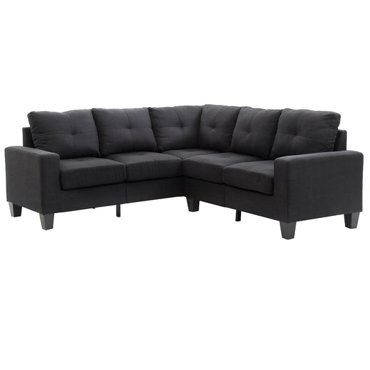 Divano componibile a L in twill trapuntato - 82 - Nero