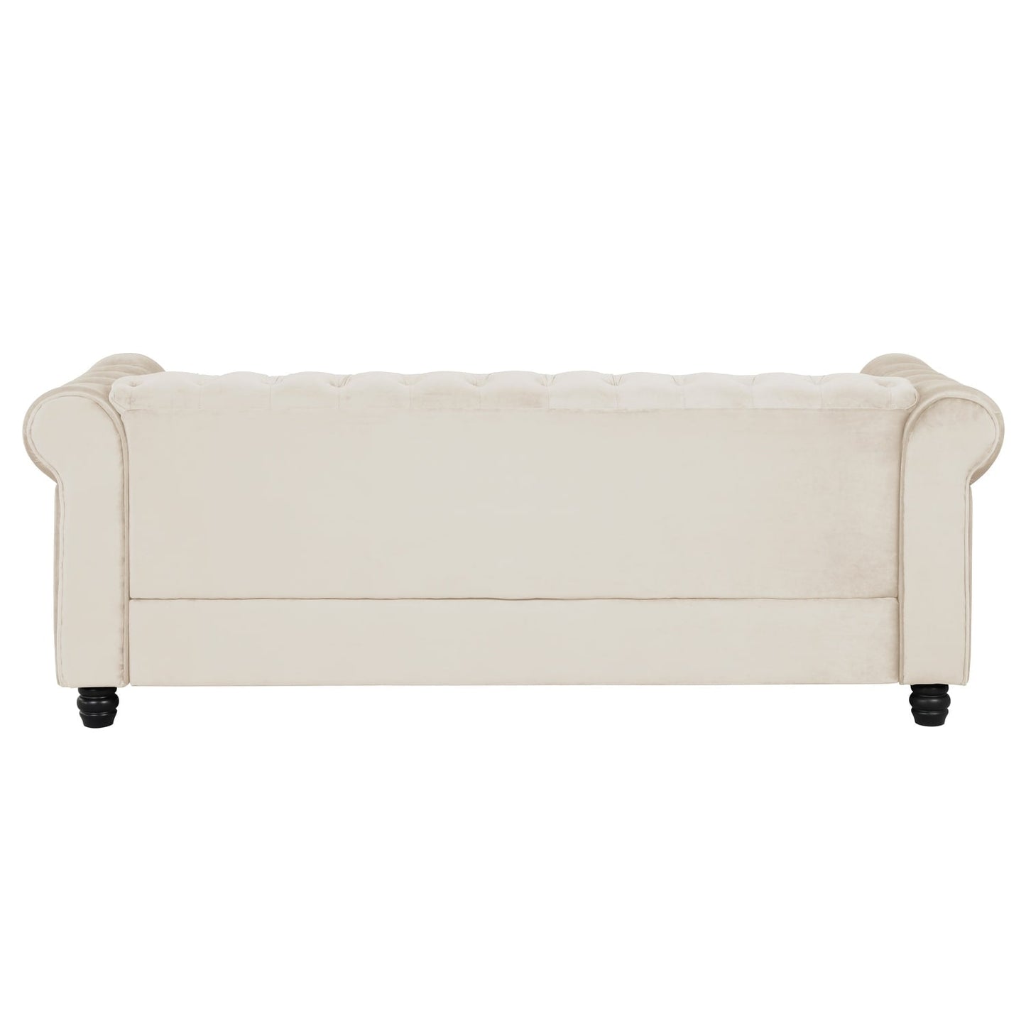 Divano Chesterfield imbottito in velluto Morden Fort con borchie e gambe solide per soggiorno