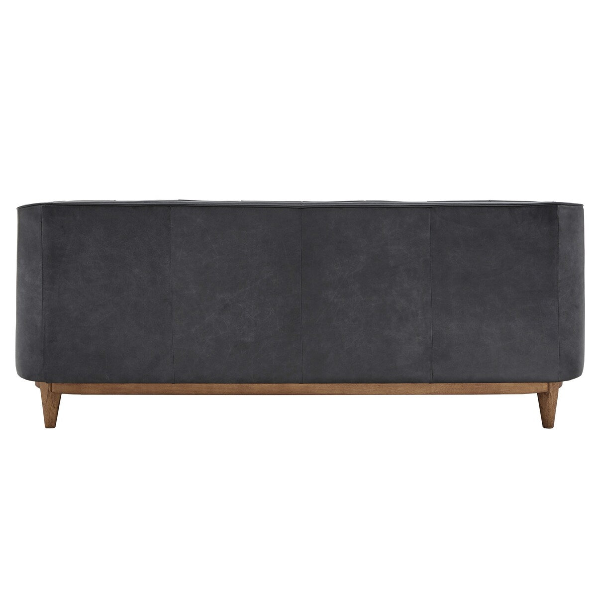 Divano a due posti Tullio in pelle nera con bottoni trapuntati di iNSPIRE Q Modern - Divano