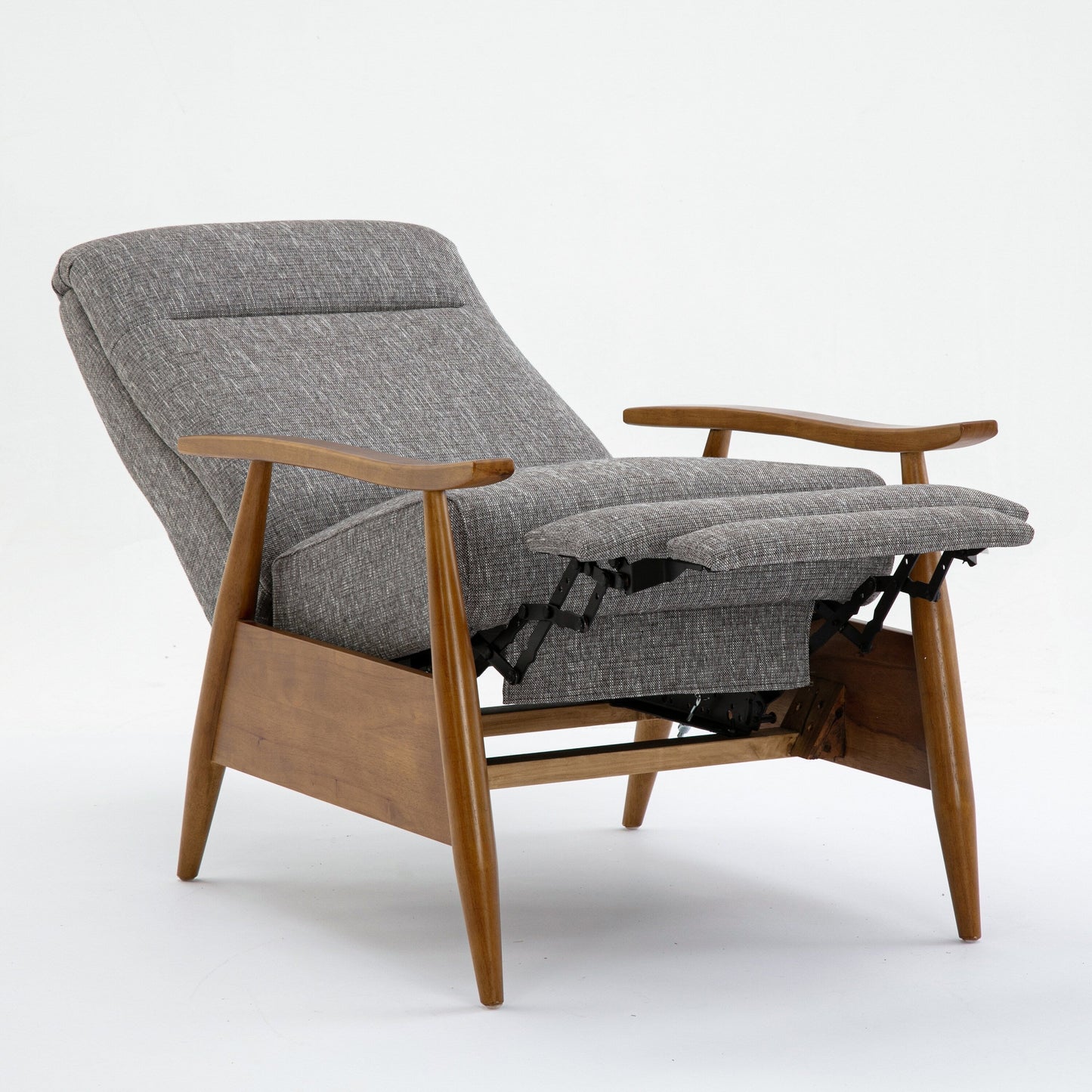 Poltrona reclinabile Tustin Wood Arm Push Back in tessuto tecnico - Grigio cenere