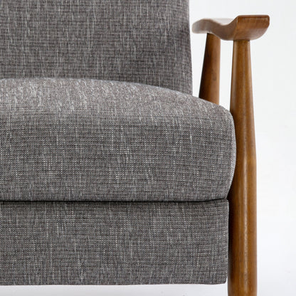 Poltrona reclinabile Tustin Wood Arm Push Back in tessuto tecnico - Grigio cenere