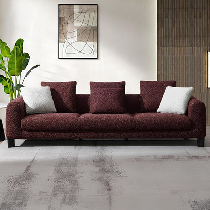 Divano imbottito in tessuto tweed con 3 cuscini color marrone