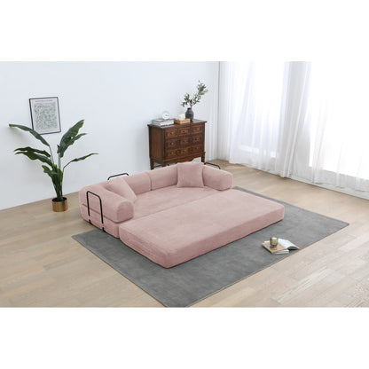 Divano letto trasformabile Twilight in 2 pezzi, divano letto pieghevole in velluto a coste con struttura fissa per spazi abitativi accoglienti