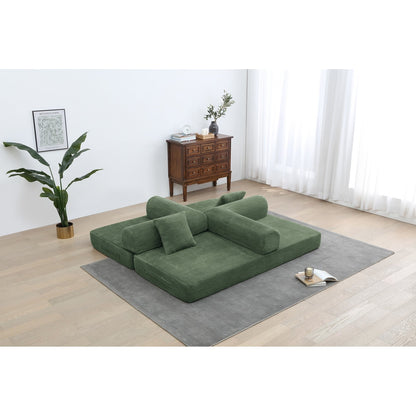 Divano letto trasformabile Twilight in 2 pezzi, divano letto pieghevole in velluto a coste con struttura fissa per spazi abitativi accoglienti