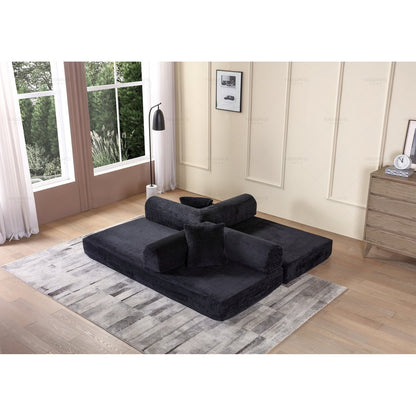 Divano letto trasformabile Twilight in 2 pezzi, divano letto pieghevole in velluto a coste con struttura fissa per spazi abitativi accoglienti