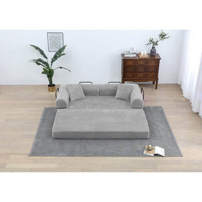 Divano letto trasformabile Twilight in 2 pezzi, divano letto pieghevole in velluto a coste con struttura fissa per spazi abitativi accoglienti