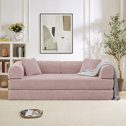 Divano letto trasformabile Twilight in 2 pezzi, divano letto pieghevole in velluto a coste con struttura fissa per spazi abitativi accoglienti