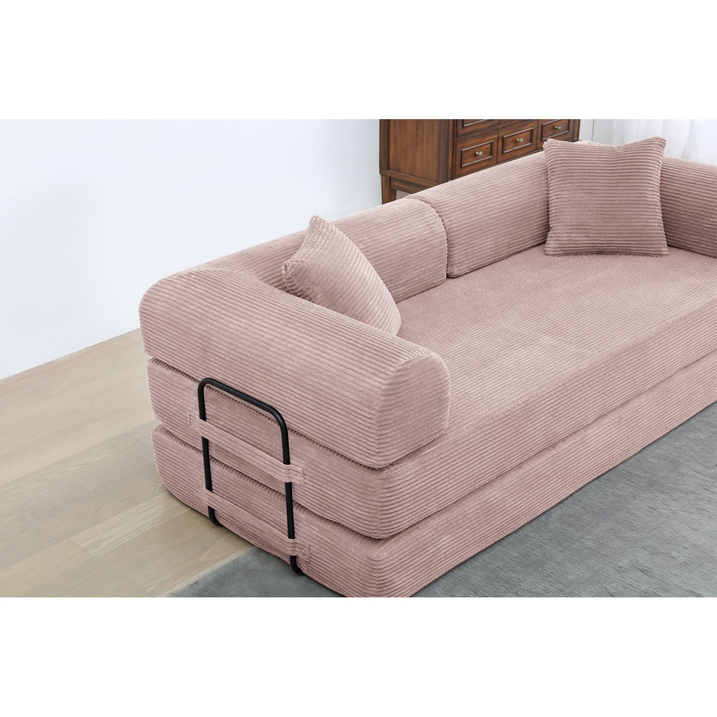 Divano letto trasformabile Twilight in 2 pezzi, divano letto pieghevole in velluto a coste con struttura fissa per spazi abitativi accoglienti